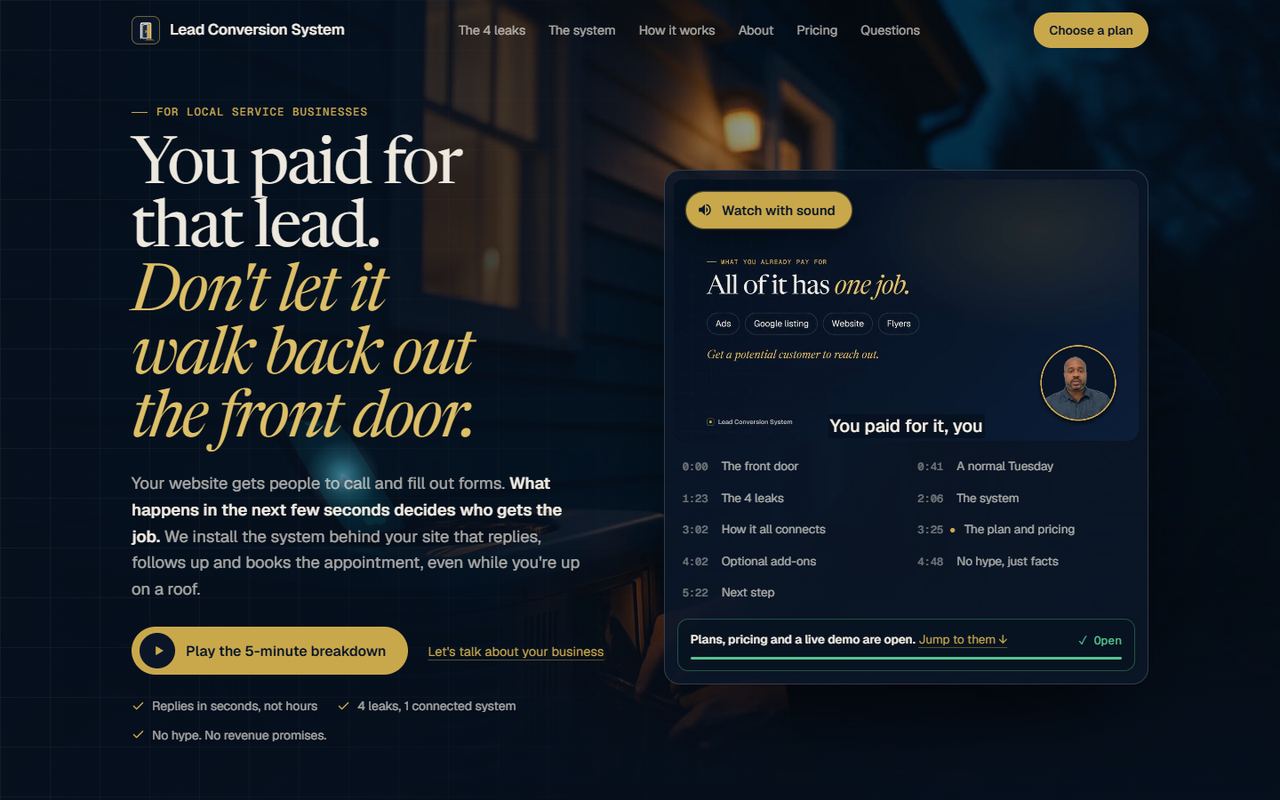 Lead Conversion System page after the rebuild